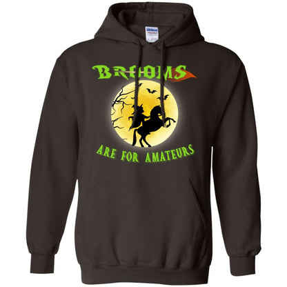 Brooms Are For Amateurs Witches Ride A Horse Funny Halloween Shirt Dark Chocolate