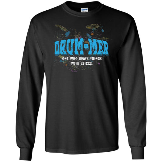 Drummer Definition T-shirt Drummer One Who Beats Things With Stick Black