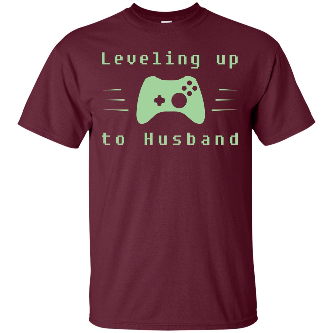 Leveling Up To Husband Gaming Family Shirt Maroon