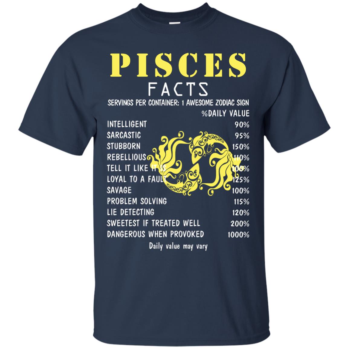 Pisces Facts 1 Awesome Zodiac Sign Gift Shirt For Pisces Horoscope Navy