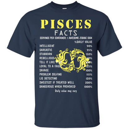 Pisces Facts 1 Awesome Zodiac Sign Gift Shirt For Pisces Horoscope Navy