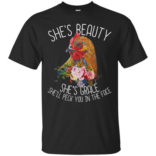 Chicken T-shirt She's Beauty She's Grace Black