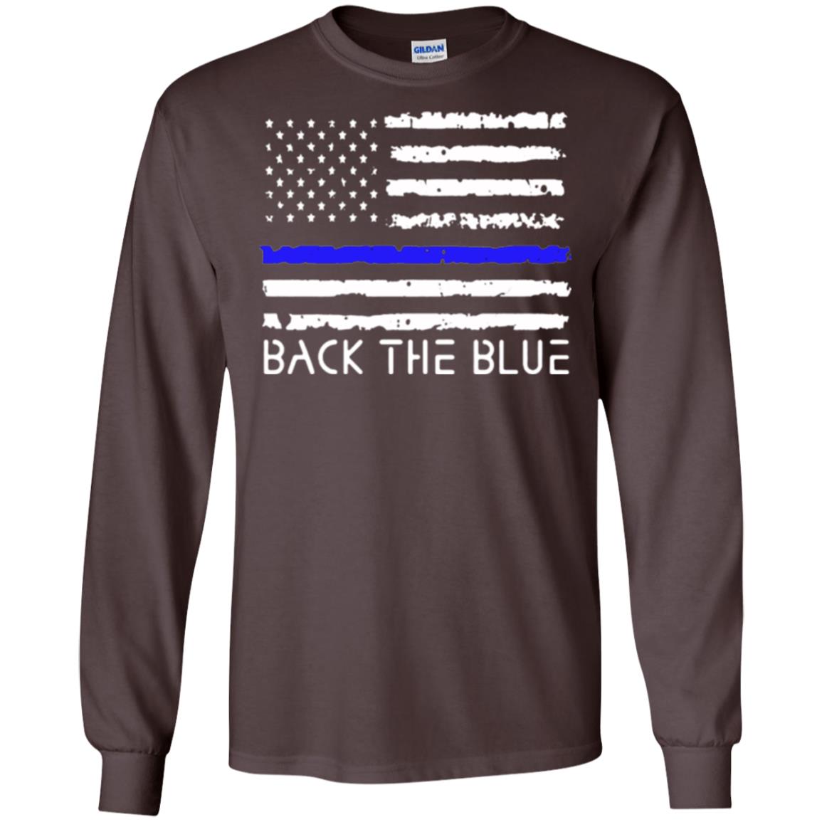 Thin Blue Line T-shirt Back The Blue Dark Chocolate