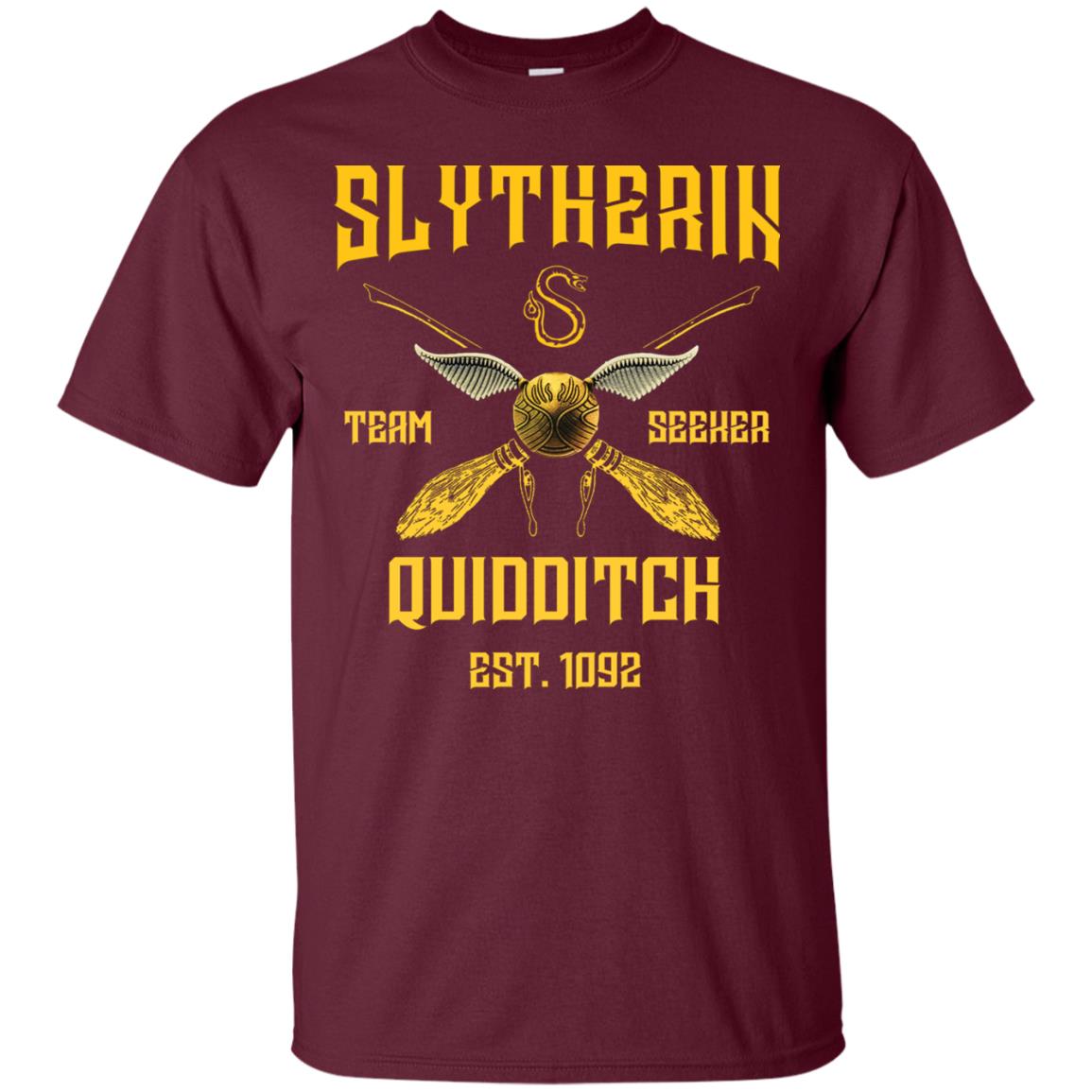 Slytherin Quiddith Team Seeker Est 1092 Harry Potter Shirt Maroon