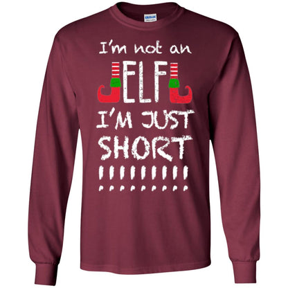 Christmas T-shirt I_m Not An Elf I_m Just Short Maroon