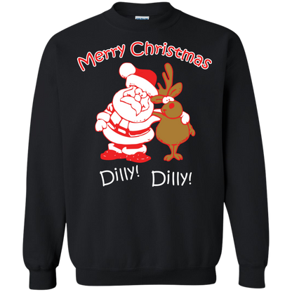 Christmas T-Shirt Merry Christmas Santa And Reindeer Dilly! Dilly! Black