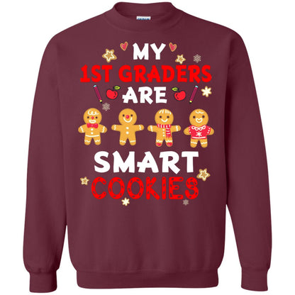 My 1st Graders Are Smart Cookies X-mas Gift Shirt For First Gradeteachers Maroon