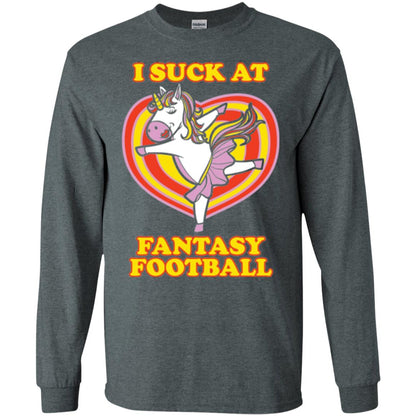 Funny Unicorn Loser T-shirt I Suck At Fantasy Football Dark Heather
