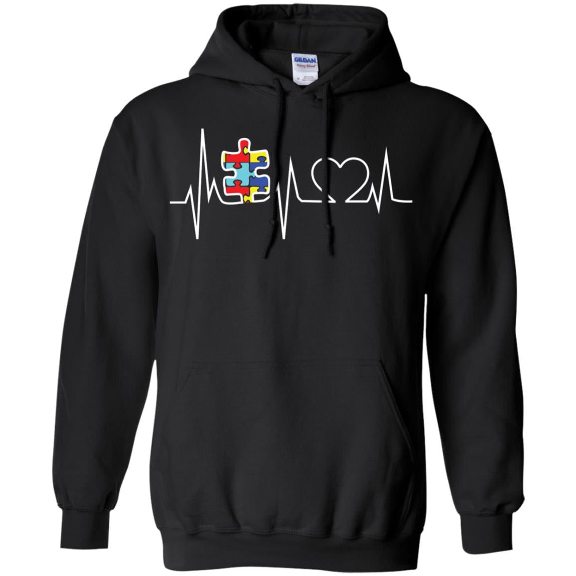 Autism Puzzle Heartbeat Autism Awareness Shirt Black