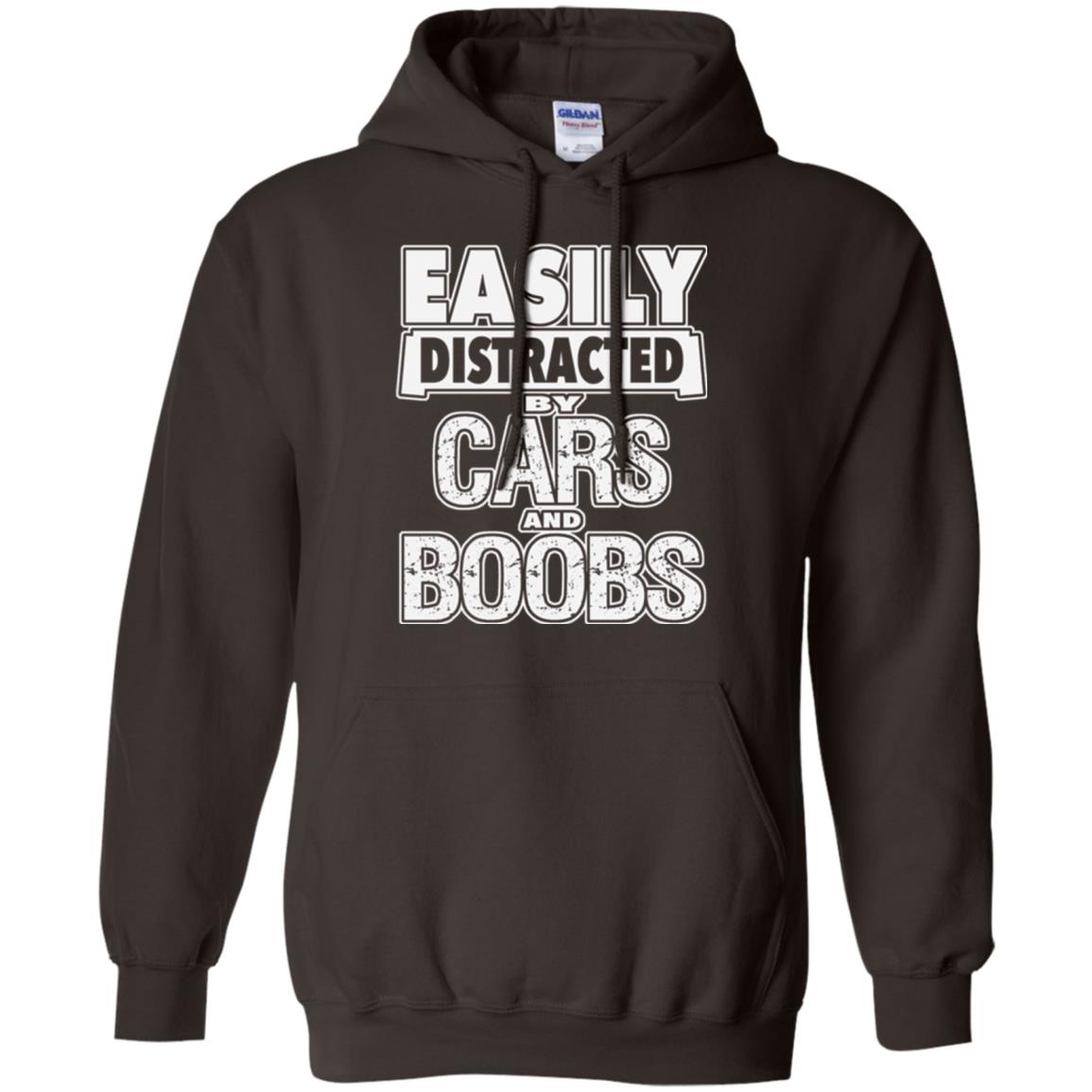 Car Lover T-shirt Easily Distracted By Cars And Boobs Dark Chocolate
