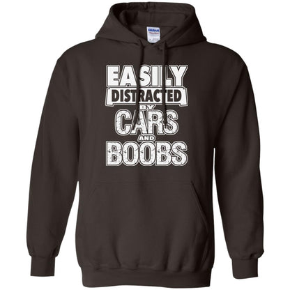 Car Lover T-shirt Easily Distracted By Cars And Boobs Dark Chocolate