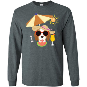 Summer With Beagle Dog Lovers ShirtG240 Gildan LS Ultra Cotton T-Shirt