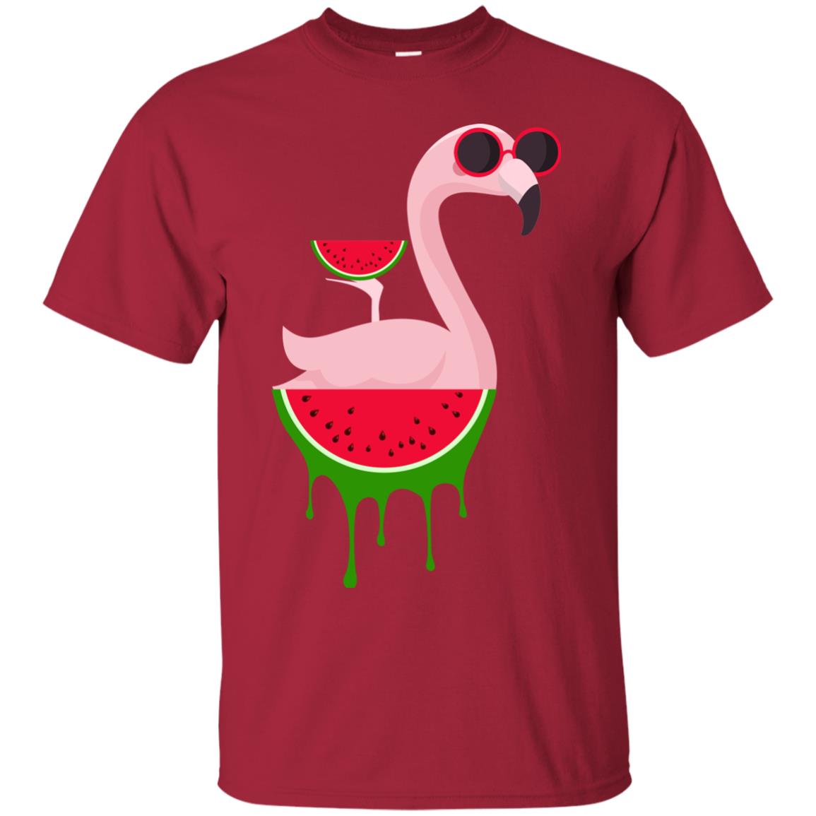 Watermelon Flamingo Funny Summer Melon Fruit Shirt Cardinal