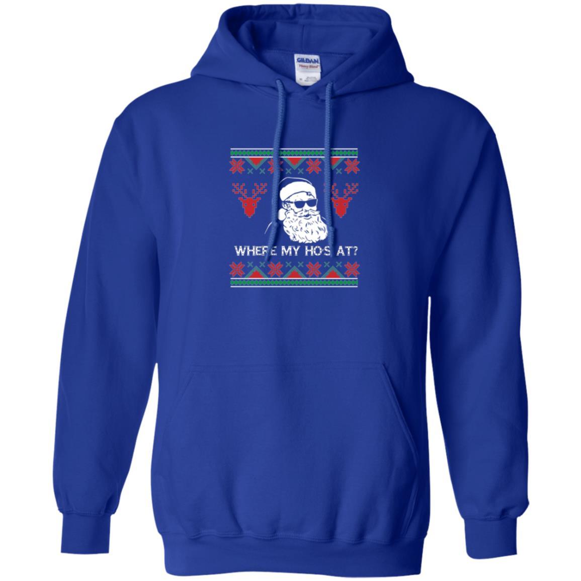 Christmas T-shirt Santa Claus Where My Hos At T-shirt Royal