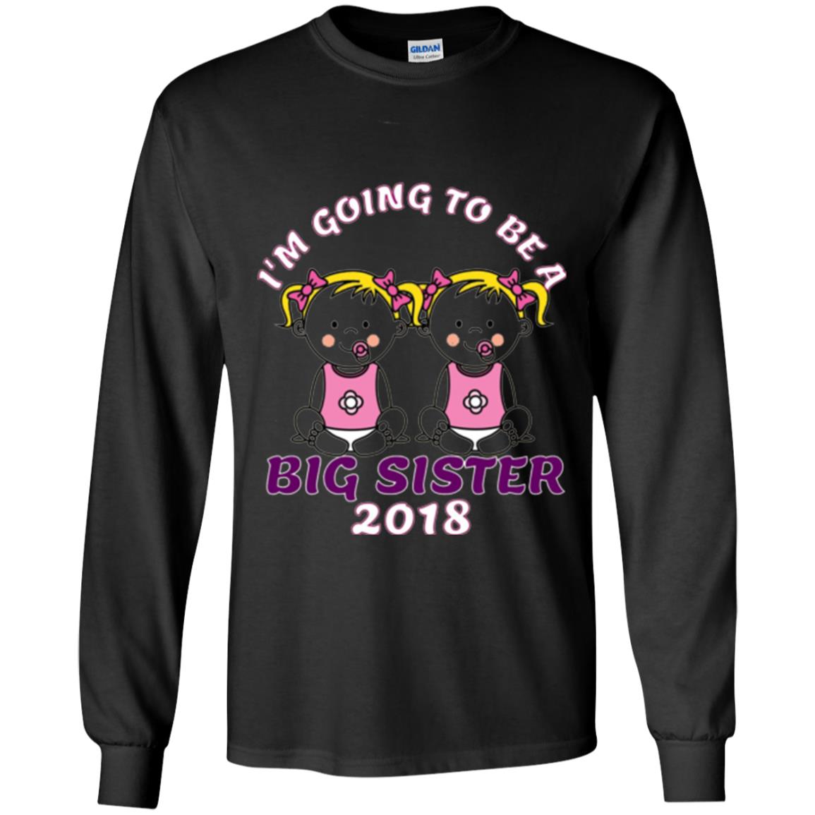 Family T-shirt I_m Going To Be A Big Sister Of Twins 2018 Black