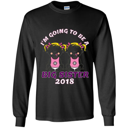 Family T-shirt I_m Going To Be A Big Sister Of Twins 2018 Black