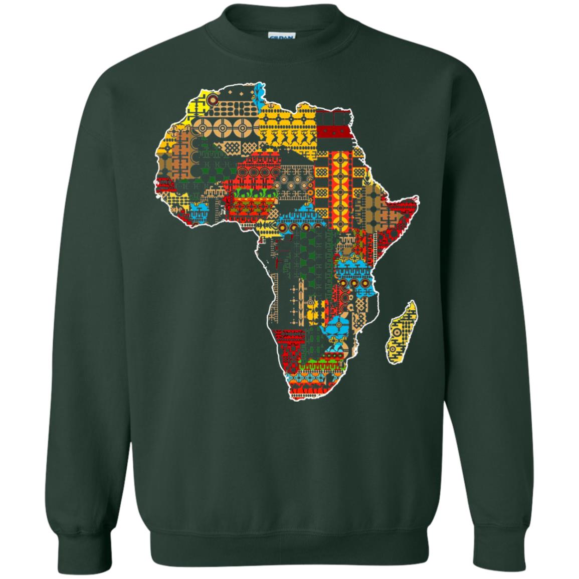 African Pride Traditional Ethnic Pattern Africa Map Shirt Forest Green