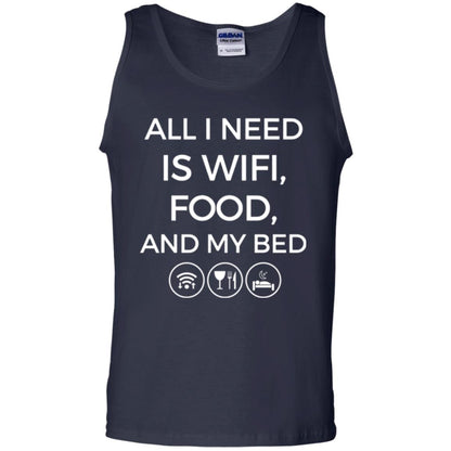 All I Need Is Wifi Food And My Bed T-shirt Navy