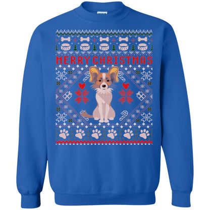 Dog Lover T-shirt Papillon Dog Merry Christmas Royal