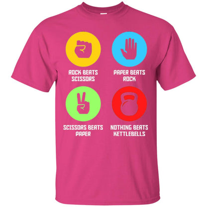Fitness Gym Sports T-shirt Funny Nothing Beats Kettlebells Heliconia