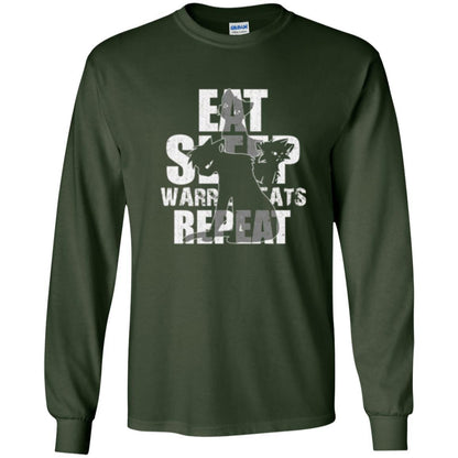 Cat Lover T-shirt Eat Sleep Warrior Cats Repeat Forest Green