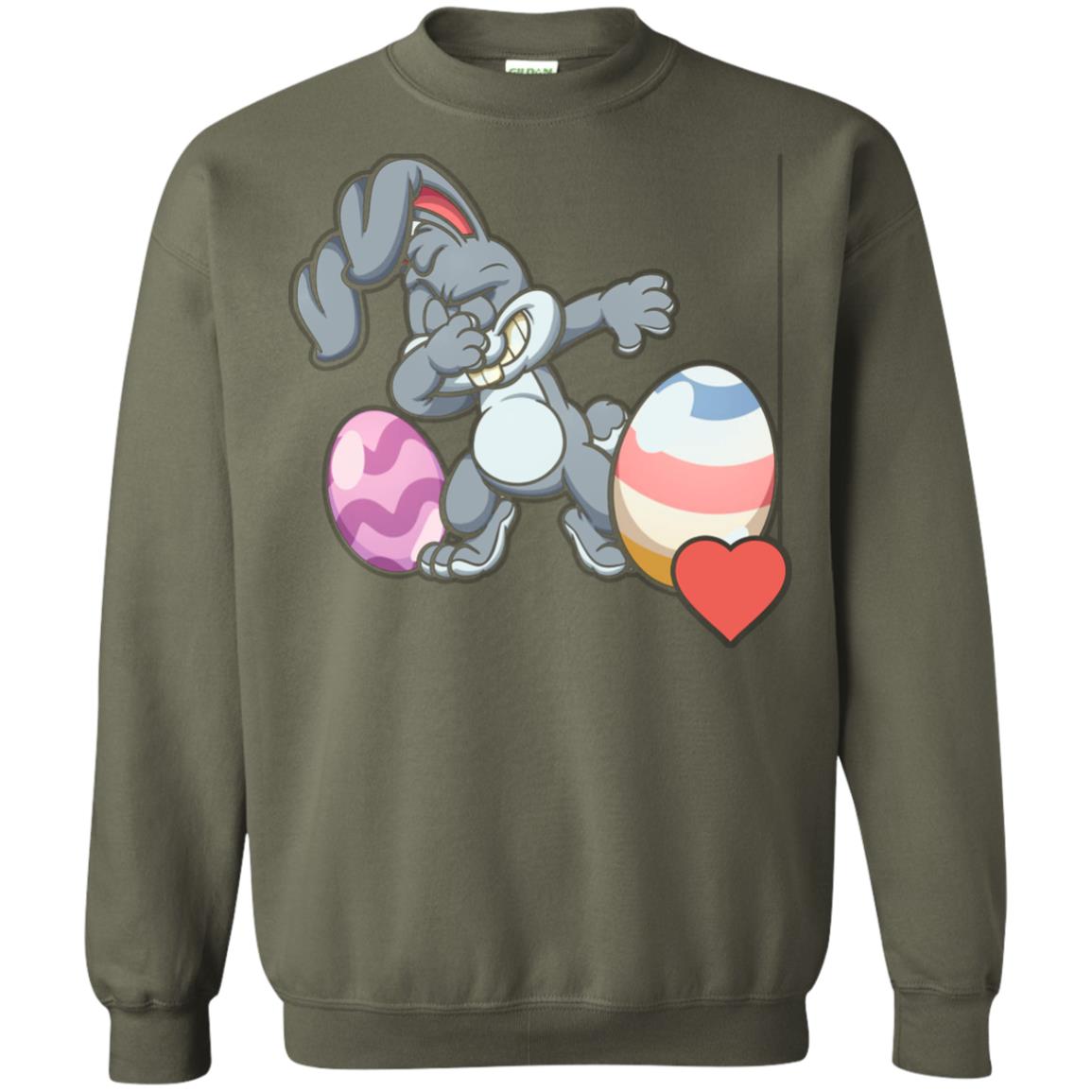 Easter Bunny Dabbing Gift Shirt Easter Holiday Military Green