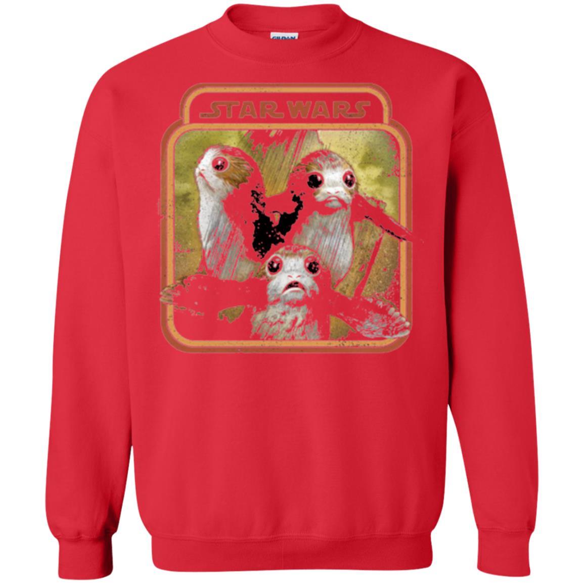 Film T-shirt Star Wars Last Jedi Porg Triplets Retro Box Graphic Red