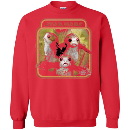 Film T-shirt Star Wars Last Jedi Porg Triplets Retro Box Graphic Red