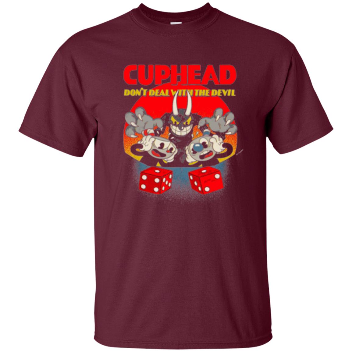 Gamer T-shirt Cuphead Don_t Deal With The Devil Maroon