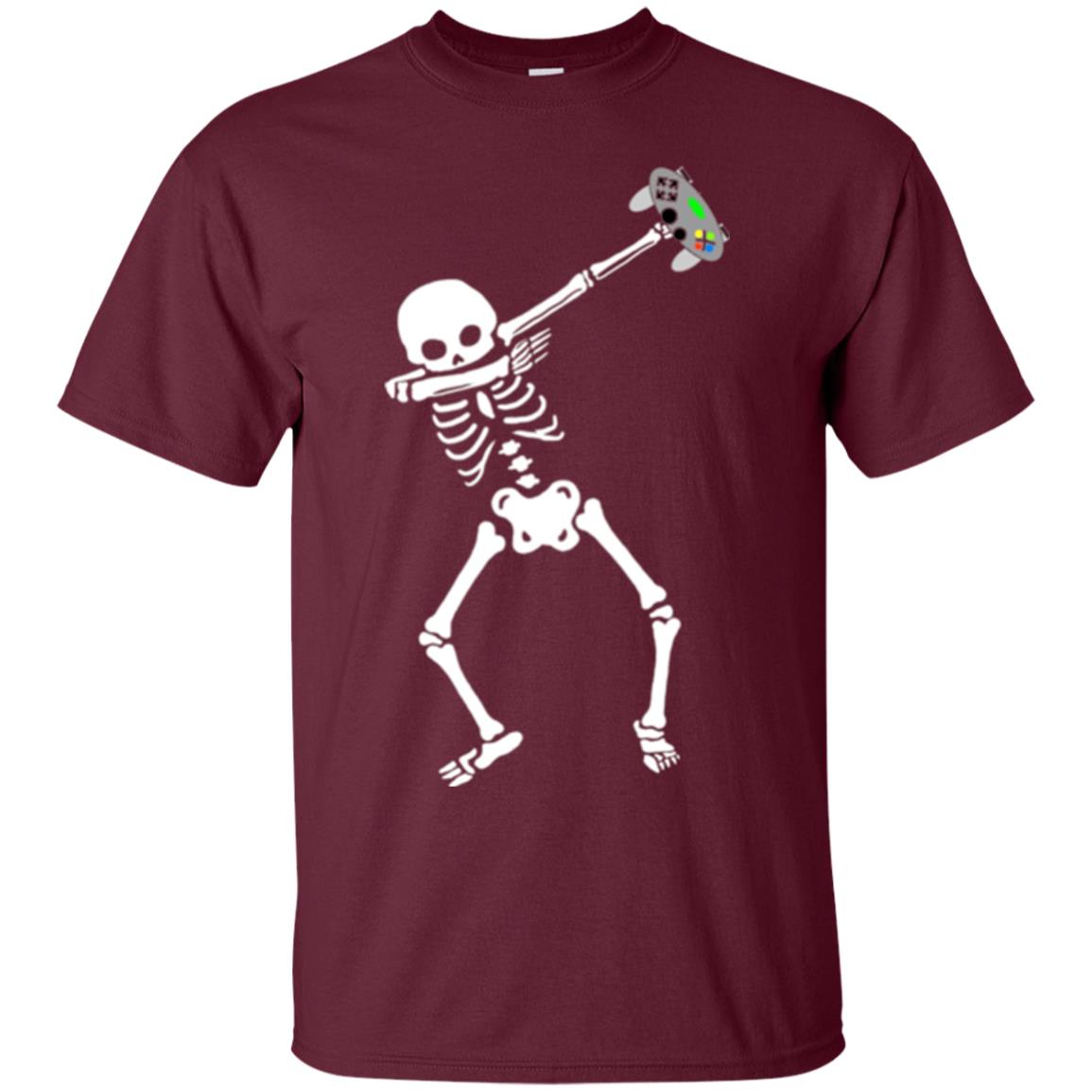 Gamer T-shirt Dabbing Skeleton Maroon