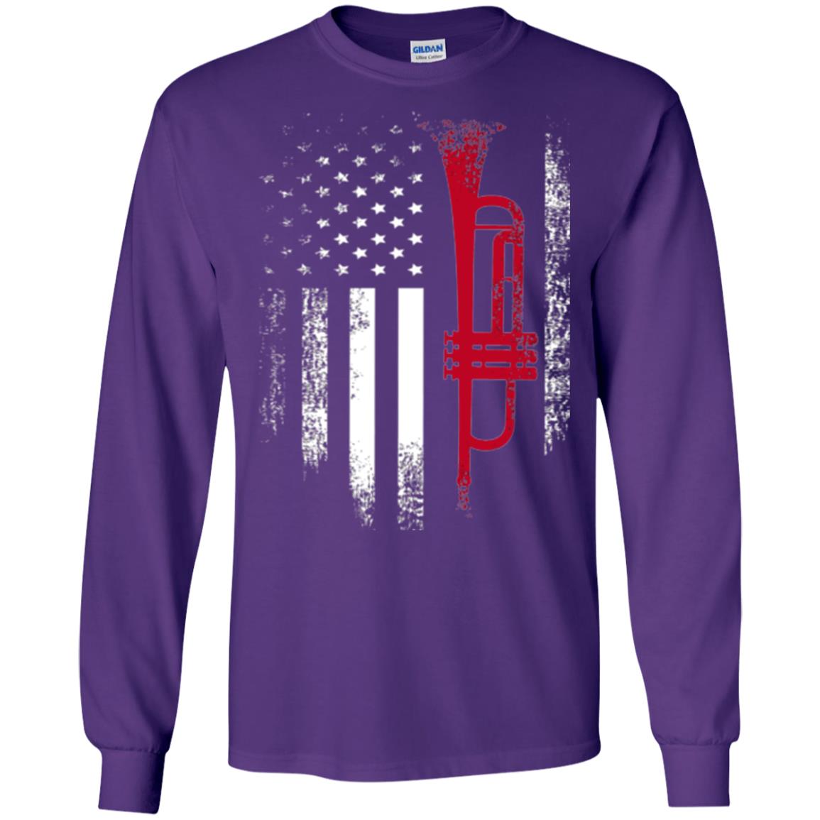 Trumpet Lovers T-shirt American Flag Purple