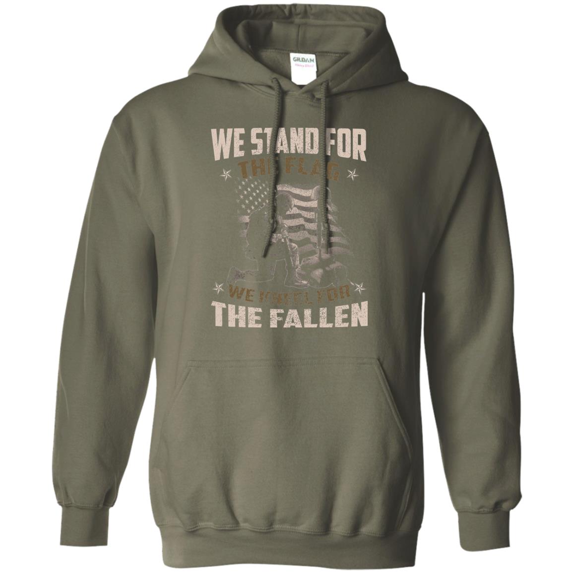 Veteran T-shirt We Stand For The Flag, We Kneel For The Fallen Military Green