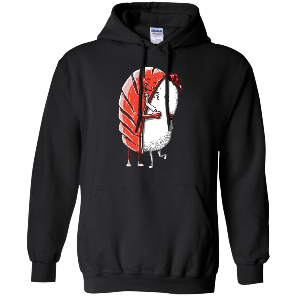 Sushi Lover T-shirt Salmon Sashimi Sushi Hug Love Black