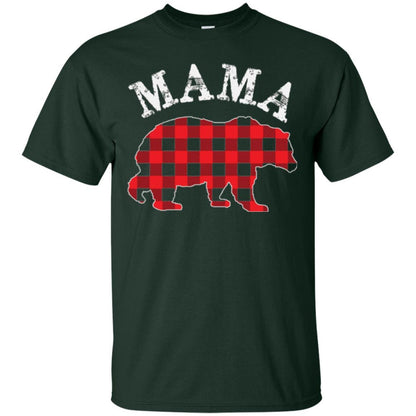 Mama T-shirt Red Plaid Mama Bear Forest Green