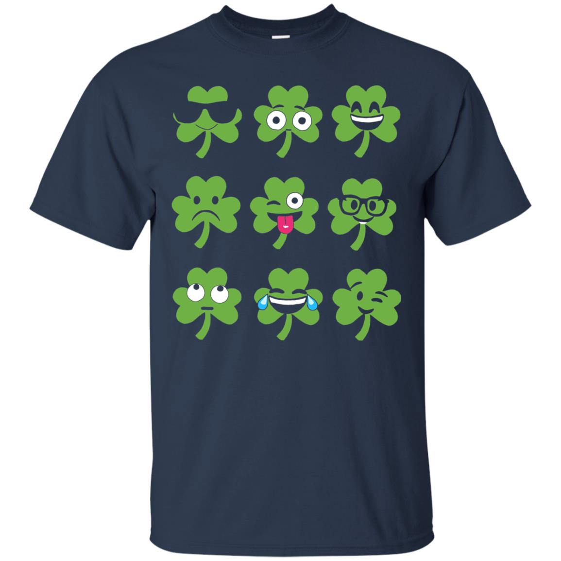 Emoji Shamrock St. Patrick_s Day T-shirt Navy