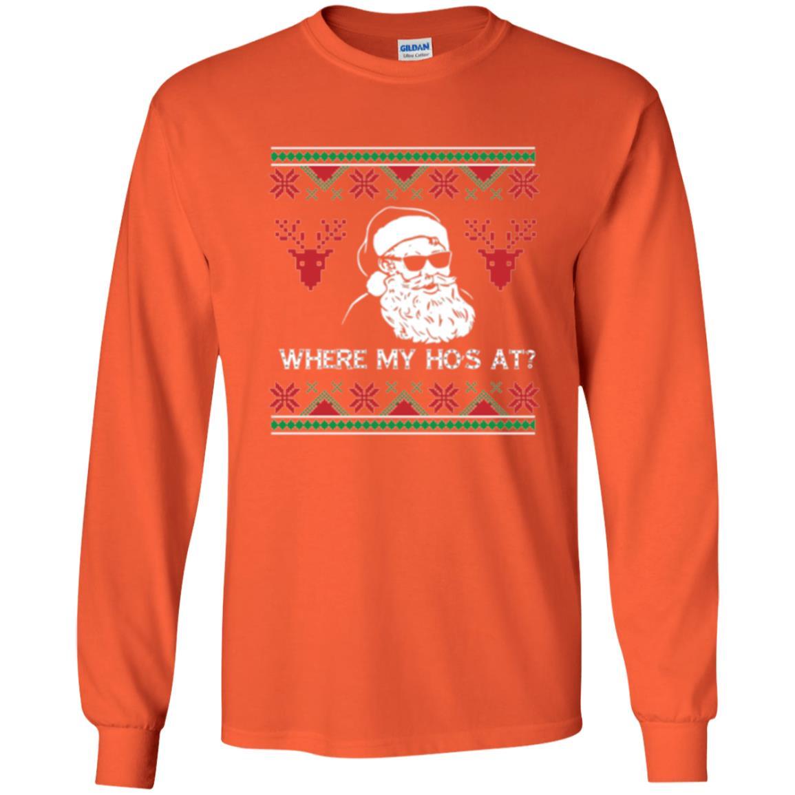 Christmas T-shirt Santa Claus Where My Hos At T-shirt Orange