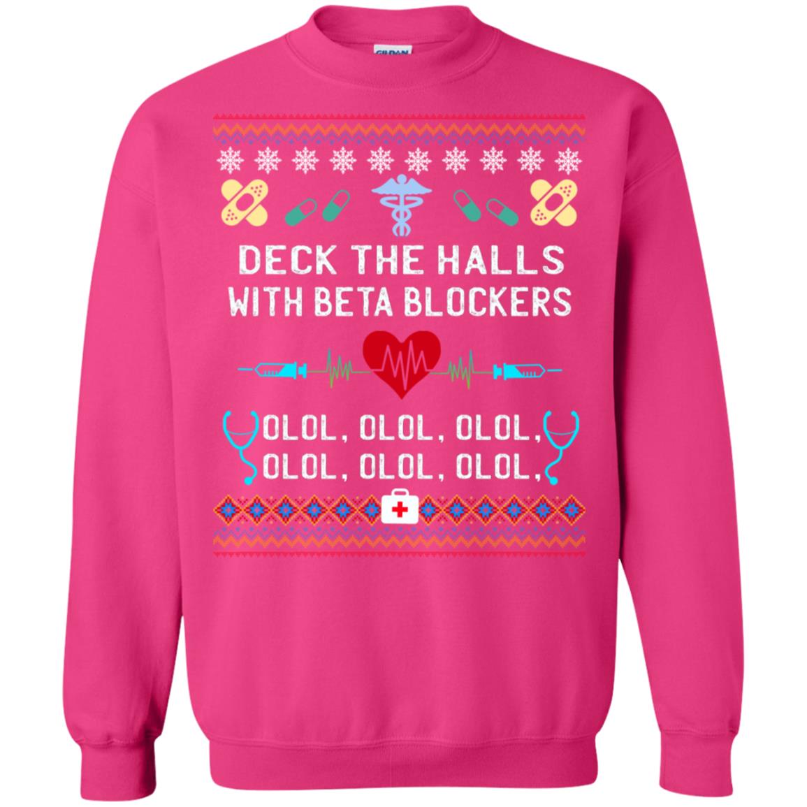 Deck The Halls With Beta Blockers Nursing X-mas Quote Shirt Heliconia