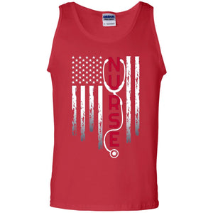 Patriotic Nurse With Flag T-shirt Stethoscope For Rn Lpn