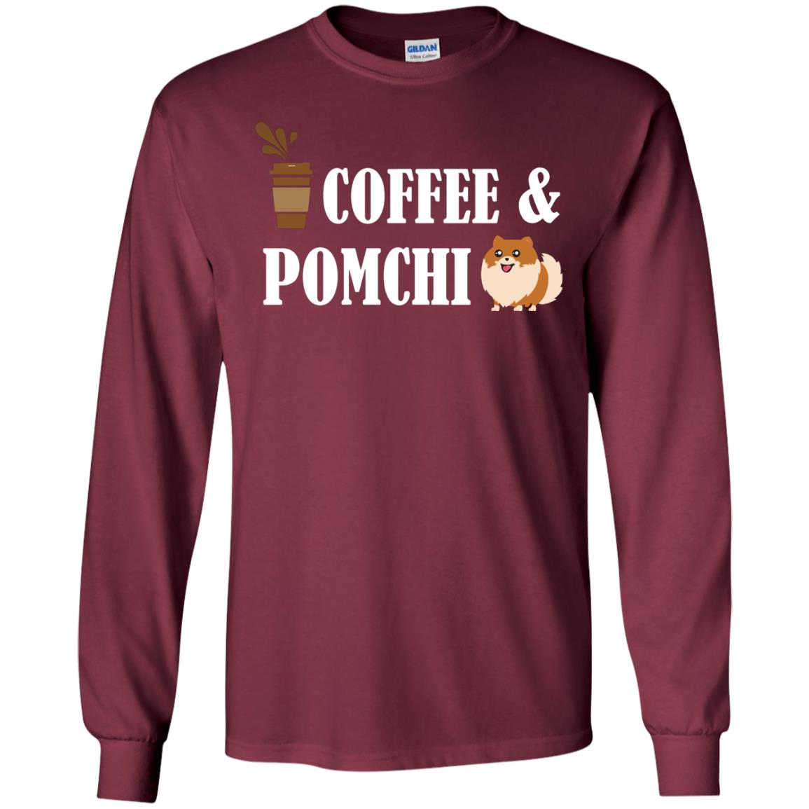 Coffee And Pomchi Lover Shirt Maroon