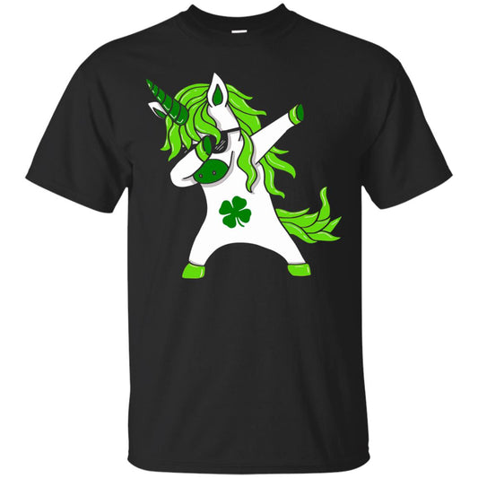 Dabbing Unicorn St Patricks Day Lepricorn T-shirt Black