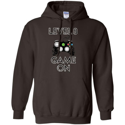 Level 8 Game On 8th Birthday Gift T-shirt Dark Chocolate
