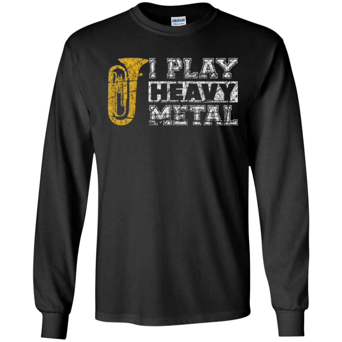 Funny Band Distressed T-shirt I Play Heavy Metal Black