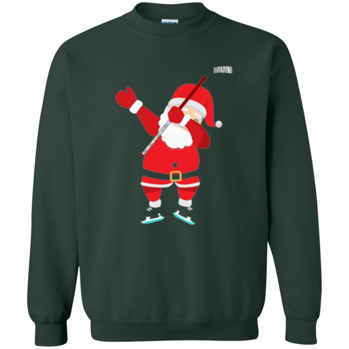 Christmas T-shirt Santa Claus Dabbing Hockey Forest Green