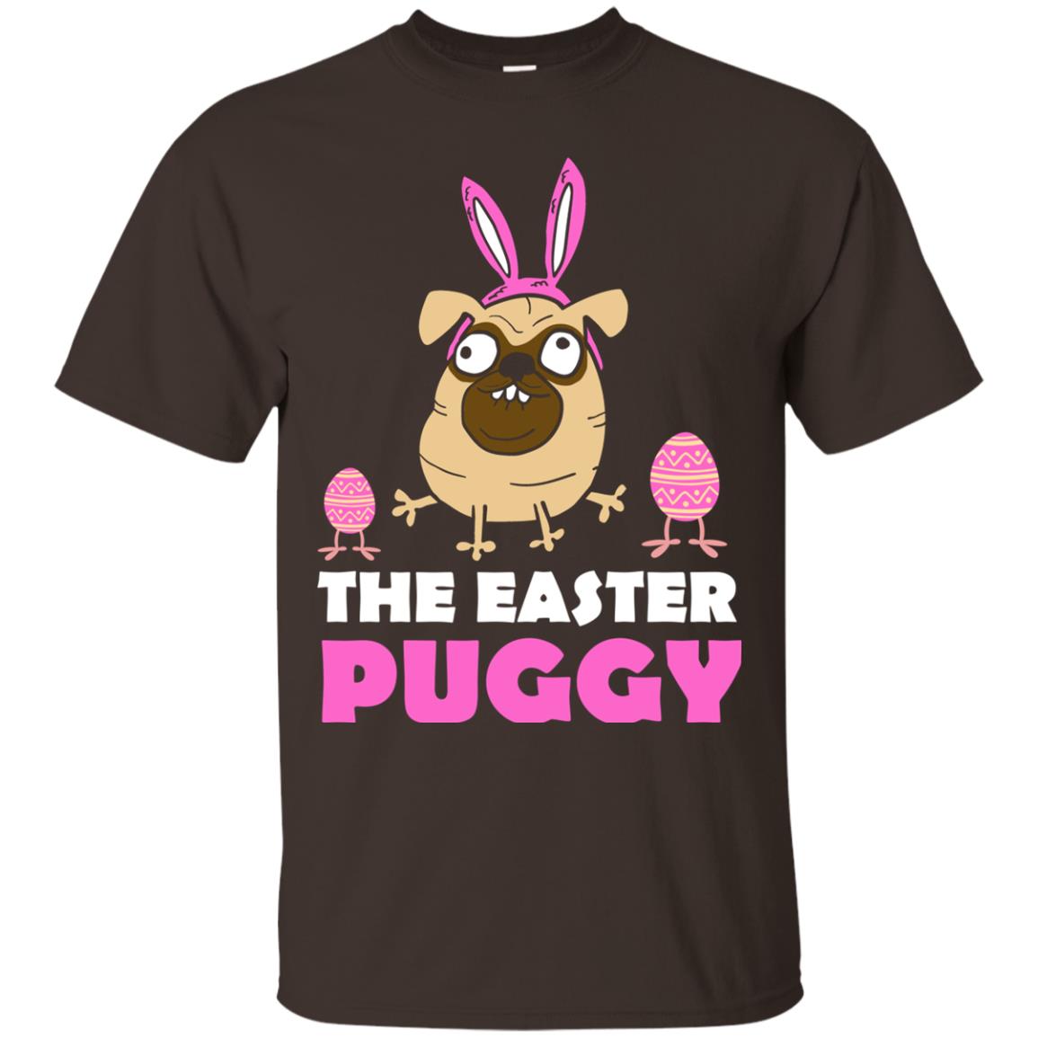 The Easter Puggy Cool Dog T-shirt For Easter Holiday Dark Chocolate