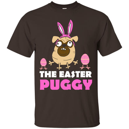 The Easter Puggy Cool Dog T-shirt For Easter Holiday Dark Chocolate
