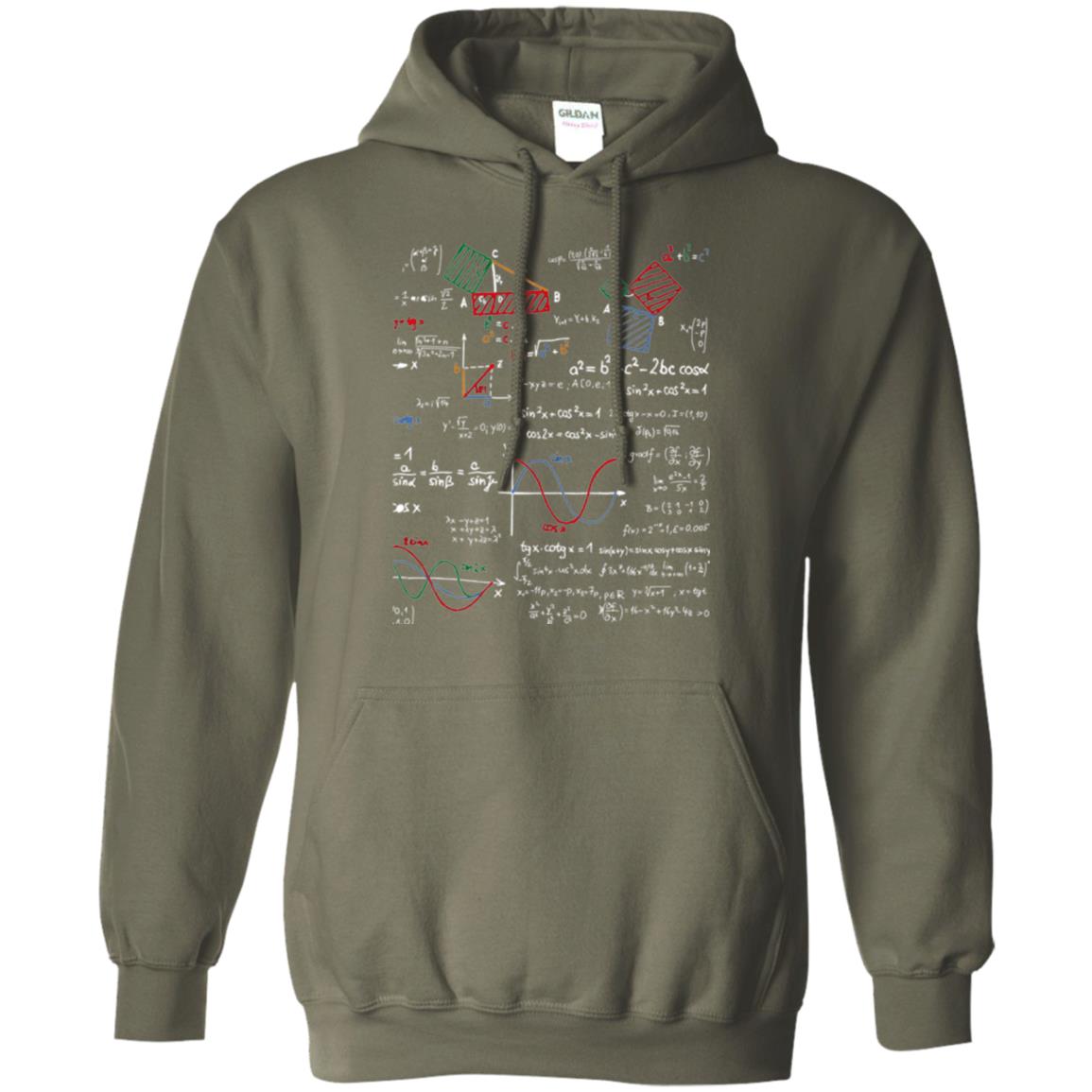 Math Lover T-shirt Formulas Cheat Sheet Military Green