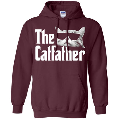 Funny Gift Shirt For Cat Daddy The Catfather T-shirt Maroon
