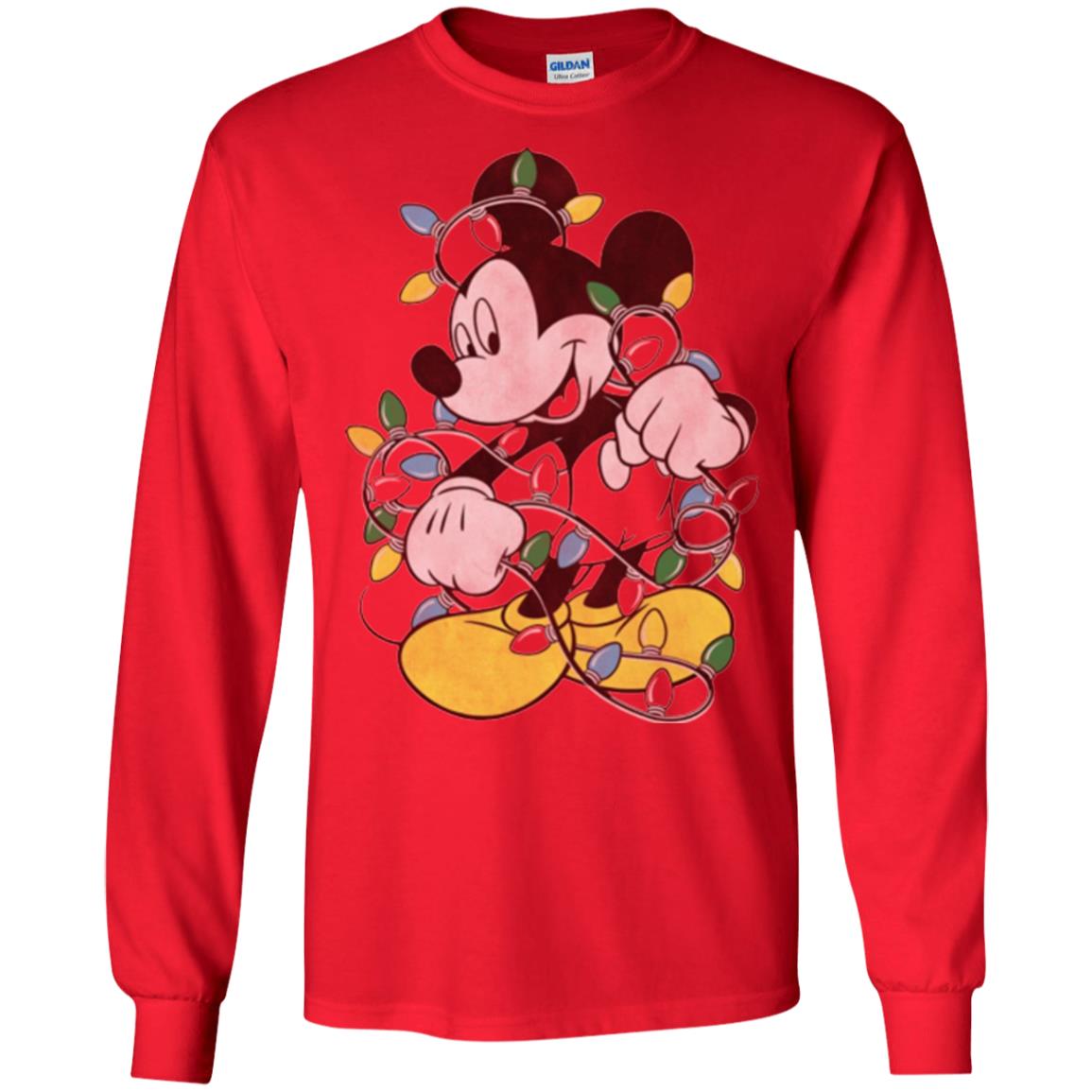 Christmas Lights T-shirt Disney Mickey Mouse Red
