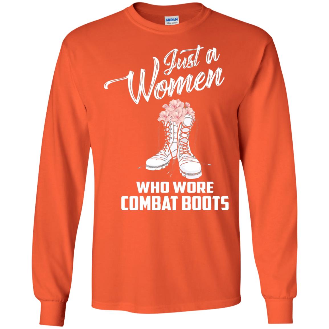 Just A Woman Who Wore Combat Boots Female Veteran T-shirt Orange