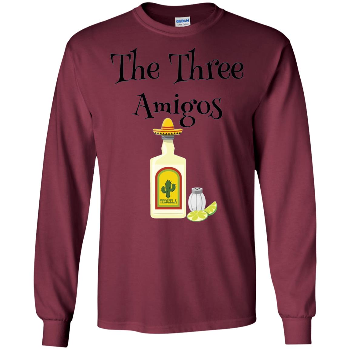 Cooking Lovers T-shirt The Three Amigos Tequila Salt Lime Maroon